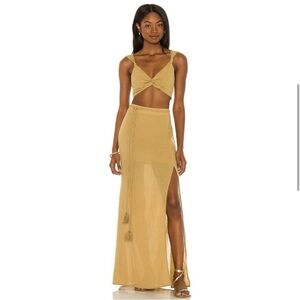 House of Harlow 1960 x Sofia Richie Manina Maxi Skirt And Top Medium Khaki NWT‎